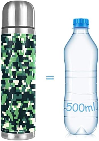 Caneca isolada de aço inoxidável, garrafa de água térmica de impressão militar verde camufla