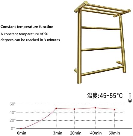 Kuyt Aquecimento de toalha, toalha elétrica que quente com prateleira superior, montagem de parede de aço inoxidável, rack de secagem, temperatura constante inteligente, polida/a/hardwired