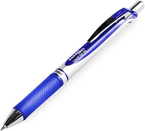 Pentel Energel XM BL77 - Caneta de tinta de gel líquido retrátil - 0,7mm - 54% reciclado - azul - inclui caixa de presente e 3