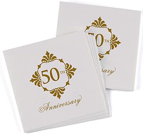 HORTENSE B. HEWITT PAPEL Anniversary Gardens 50-Count, Print Gold 50th Flourish, 4,75 polegadas