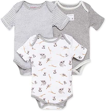 Abelhas de Burt Baby UnisEx Baby Bodysuits, 3-Pack Long & Shorve-Mayeve Pieces, Algodão Orgânico