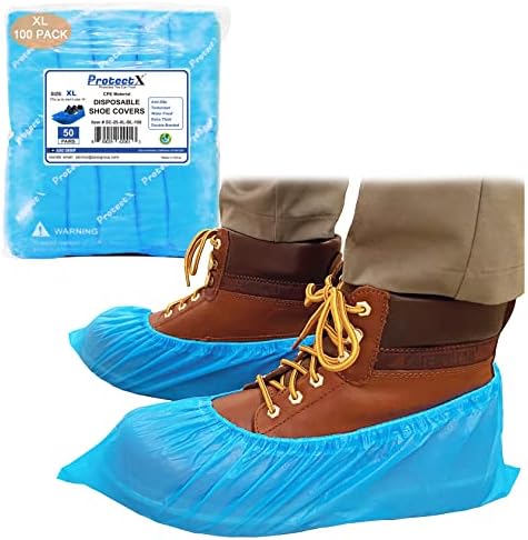 Protectx Shoe e tampas de bota descartáveis, XL Extra grande, de 100 pacote, à prova d'água, resistente ao deslizamento,