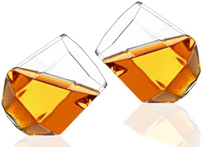 O Diamond Glassware Diamond Whisky Glasses - Handmade Drink Setor para licor, uísque e bourbon - elegante, leve, durável - presente