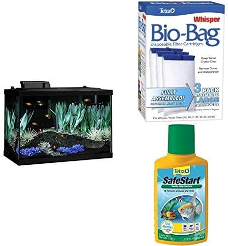 Tetra colorfusion 20 galões Kit de partida aquário + cartuchos de filtro de bio-pages grandes e bactérias SafeStart