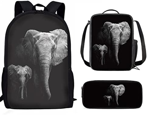 Coloranimal School Backpack Girls Garotas Crianças Infantil Animal Elephant School Soft com lancheira e caixa de lápis,