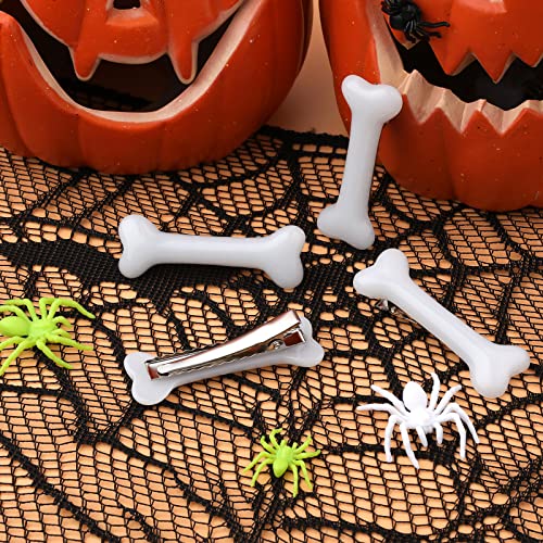 AIEX 4PCS Halloween Bone Hair Clips, Bone Barrettes for Women White Dog Bone Alligator Pins para Festa de Cosplay