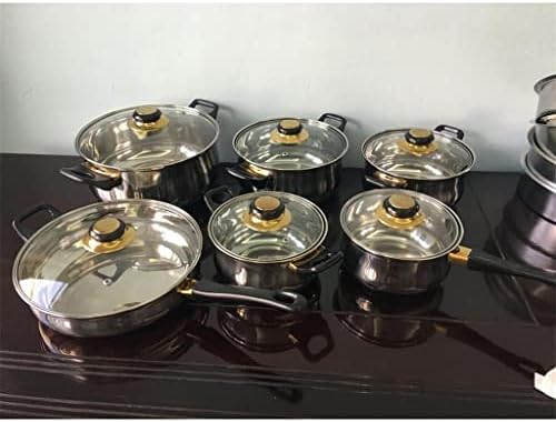 Ferramentas de cozinha 12 peças de utensílios de aço inoxidável Conjunto de panela de sopa Milk Pot Fry Pan Combation Conjunto