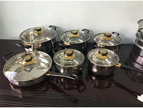 Ferramentas de cozinha 12 peças de utensílios de aço inoxidável Conjunto de panela de sopa Milk Pot Fry Pan Combation Conjunto de combinação Aplicar