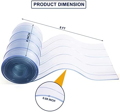 Tiras de substituição de porta de cachorro 8 'l x 8 w, fita de vinil de plástico transparente para craftforce para porta