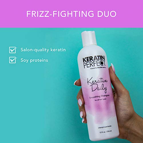 Ceratina Perfect Keratin Shampoo de suavização diariamente - Cleante de cabelo anti -flizz e esclarecedores com ceratina hidratante profunda - fortalece e restauram fios seco e danificados - Fórmula de Protetor UV - 32 oz