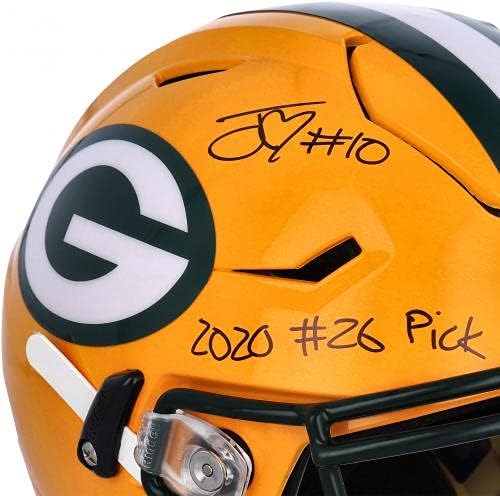 Jordan Love Green Bay Packers autografado Riddell Speed ​​Flex Capacete autêntico com inscrição 202026 Pick - Capacetes NFL autografados