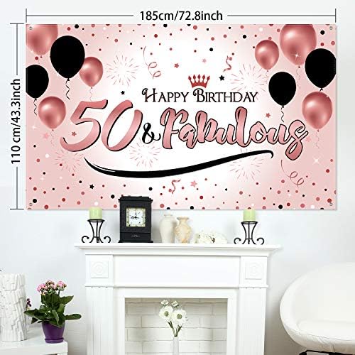 Decoração de festa de rosa preta do 50º aniversário, pôster de sinal de rosa preto de tecido extra grande para o banner