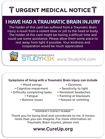 Cartão traumático de assistência a lesão cerebral - 3 pcs