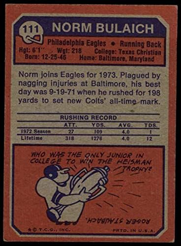 1973 Topps 111 Norm Bulaich Philadelphia Eagles Good Eagles TCU