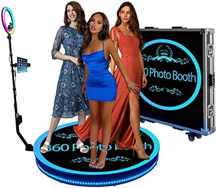 31.5 polegadas 360 Booth Machine para festas, 3 pessoas para ficar em spin com anel Light Light Remote Remote Control 360