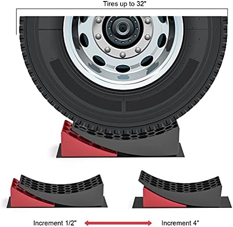 Niveladores de campista ROPHOR, o kit de rampas de bloqueio de RV para trailer de viagem, incluem dois niveladores curvos, dois calços, dois tapetes anti-deslizamento e bolsa de transporte, até 35.000 lbs