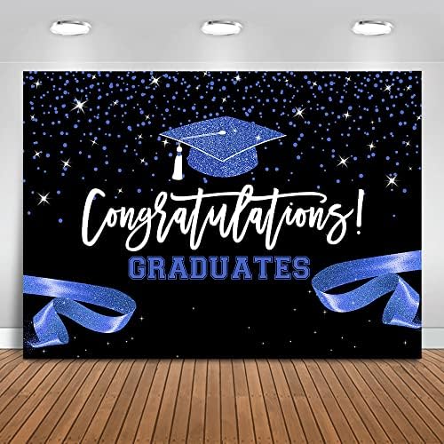 Mocsicka Blue Black Class de 2023 Parabéns parabéns graduados graduação Banner Banner Banner Booth adereços