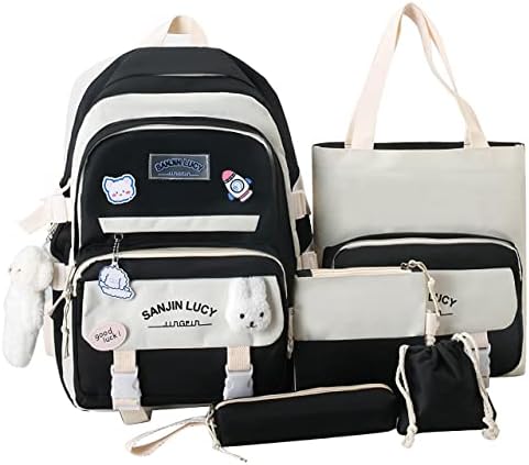 Bolsa de ombro de lápis de mochila Heryuuk 5 peças para o ensino médio para estudantes bolsa de viagem Casual Daypack 43