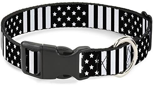 Bandeira americana de colarinho de gato fecha preto branco 9 a 15 polegadas 0,5 polegadas de largura