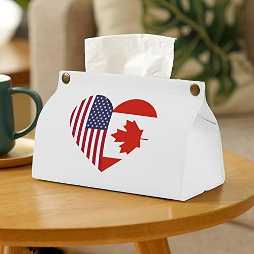 Caixa de lenço de lenço de lapidação do coração da bandeira americana canadens