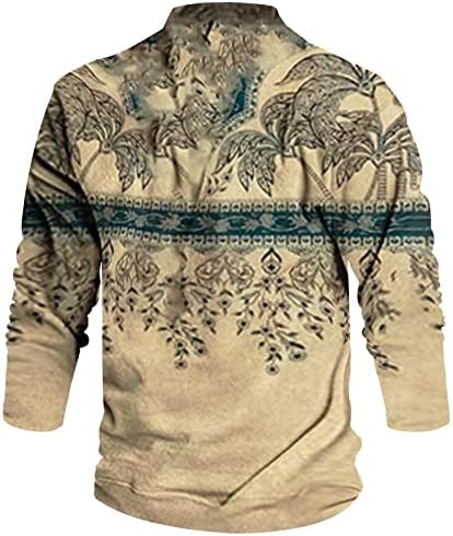 Moletom de manga comprida com estampa digital 3D masculina Tops de suéter de colarinho de colarinho vintage para baixo