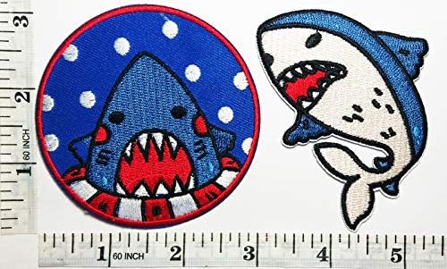 Defina o ferro de bebê de tubarão em patch para crianças, desenho animado, remendos de garetas apliques decoração de tecido