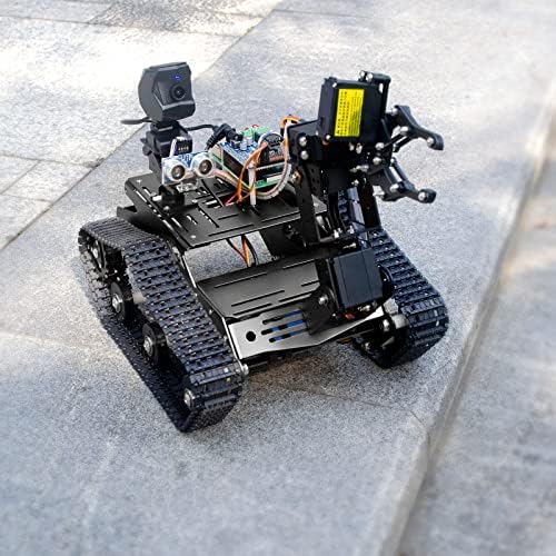 Xiaor Geek Raspberry Pi Smart Wi -Fi Robot Kit, Kit de carro robô de chassi de tanque de braço robótico com 2DOF