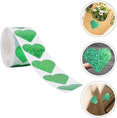 AMOSFUN Green Decor Decalques do Dia dos Patty 1 Rolo de Adesivos de Coração Glitter Patrício