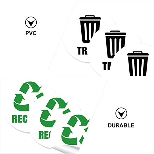 StoBok 3 conjuntos 6 símbolos brancos Reciclagem de adesivos para recipientes adesivos residuais e reciclagem Logotipo Use letra