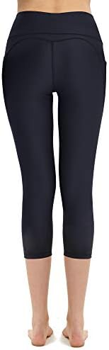 Calças de ioga da cintura alta zerônica com bolsos Capri/Longo Controle de Barriga para Mulheres 4 Vias Excelente Execução Executando Leggings