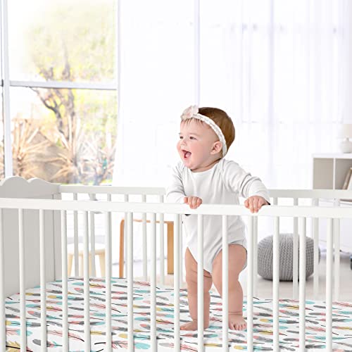 Folha de berço montada em penas multicolorida para coleção de penas, conjunto de roupas de cama para bebês/criança