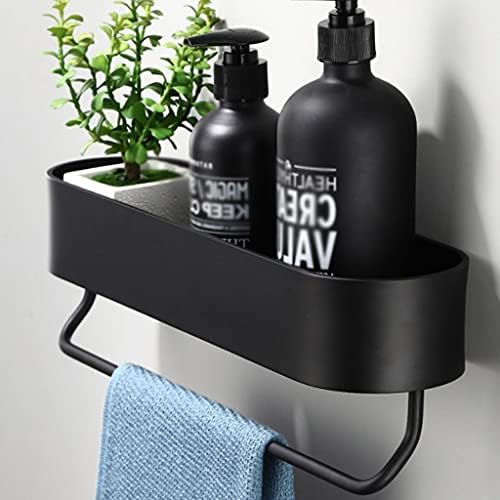Smljlq Banheiro prateleira prateleira de cozinha prateleiras de parede de banheira suportes de toalhas preto cesto de armazenamento