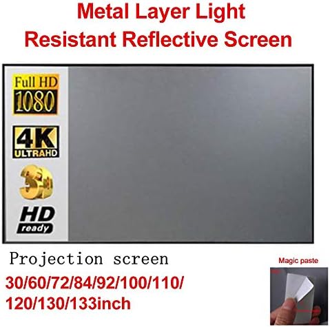 FZZDP 4: 3 Projector portátil Screen Camada de metal resistente a luz Home Movie Screen Reflexivo Tela do projeto dobrável 60-100 polegadas