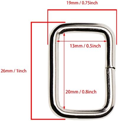 Enquadynteenty 20mm Bolsa retângulo Snap Hook Hook Metal Loop conectores de hardware Cintos de correias fivela para bolsa