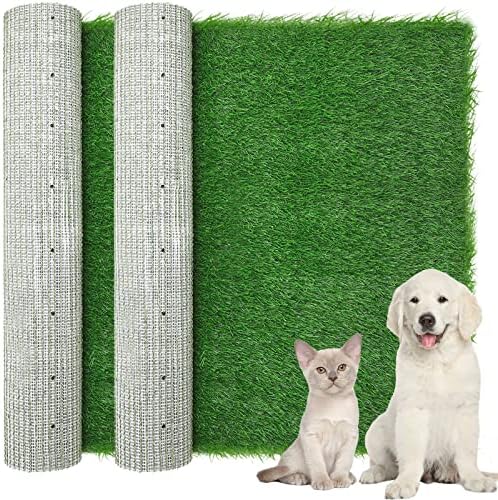 Amylove 2 PCs grama falsa para cães 31,5 x 39,4 polegadas laváveis ​​almofadas de xixi para cães não deslizam grama