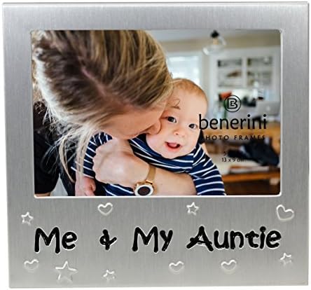 Benerini 'eu e minha tia' - Photo Picture Frame Gift - 5 x 3,5 - Presente de cor de prata de alumínio para ela