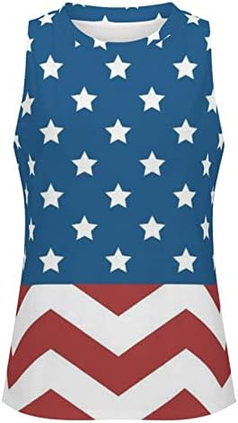 Tampo do dia do dia da independência para mulheres American Flag Shirt Tops patrióticos angustiados 4 de julho sem mangas