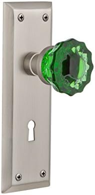 Armazém nostálgico 725753 Placa de Nova York com Privacidade da fechadura da privacidade Cristal Emerald Glass Door Botão