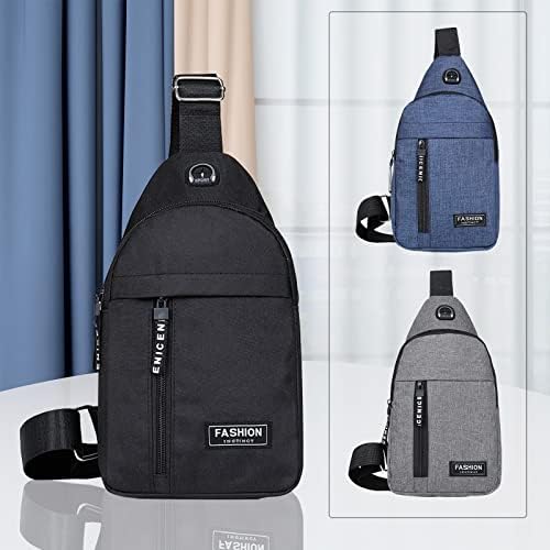 Saco de estilingue crossbody, bolsa de mochila à prova d'água com porta de carregamento USB, bolsa de ombro de peito