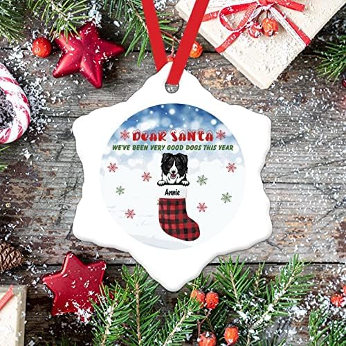 Ornamentos de Natal de cachorro Caro Papai Noel Christmas Staking Dog Novelty Cerâmica Ornamentos de Natal Presente Temos sido