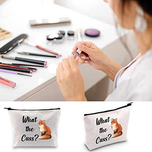 Blupark Fox Makeup Bag Fox Lover Gift What the Cuss Cosmetic Bag Presente para fãs de Fox