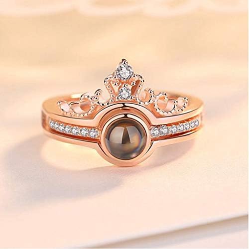 Anéis de casamento femininos moda 100 idiomas eu te amo anel de diamante simulado 2 in1 mulheres de noivado anel de jóias de jóias para presente de casamento anéis de casamento