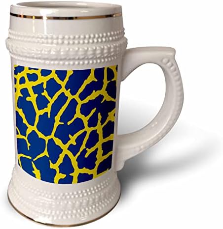 3drose frior giraffe padrão em azul marinho e amarelo - 22oz de caneca