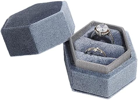 Giligege Lindo caixa de anel de anel de jóias antigas Caixa de anel de veludo de veludo Caixa de anel duplo de anel premium