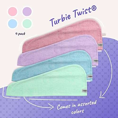 Towel de microfibra de torção Turbie para mulheres e homens | 4 pacote | Turbante seco rápido para secar cabelos encaracolados, longos