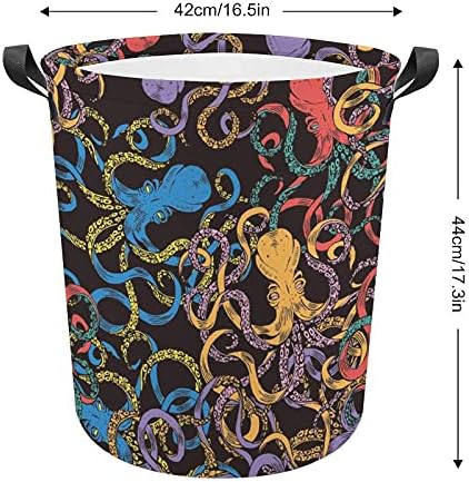 Bolsa de lavanderia de vitalícia do Octopus com alças cesto de armazenamento à prova d'água em redonda dobrável 16,5