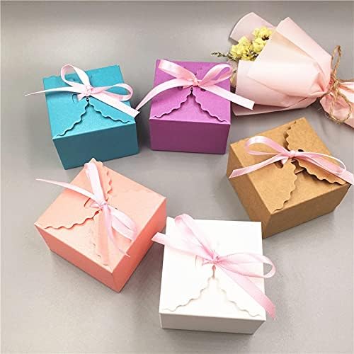 SHUKELE LPHZ919 100PCS/LOTO Caixa de presente colorida Caixas de armazenamento de papel Kraft para joias de casamento Candy