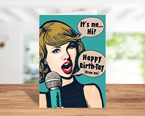 Katie Doodle Cartão de aniversário engraçado - Taylor Pop -Art Style - Great Sweet 16, 13, 18º, 21, 30º, 40º presente