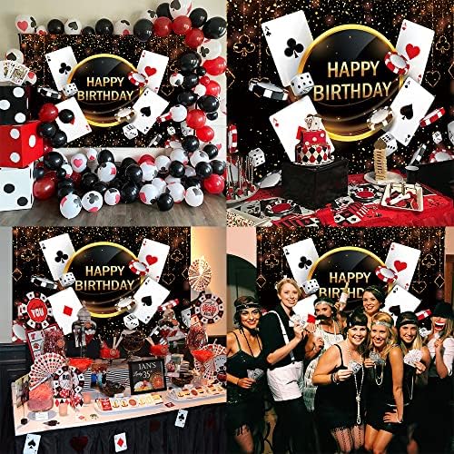 Bellicremas Las Vegas Feliz Aniversário Caso Black e Ouro Casino Partido de Bornoviço Casino Casino Night Poker Dice Decorações de