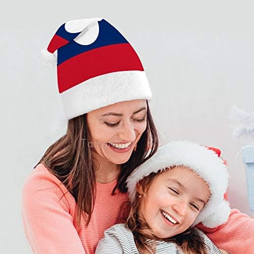 Chapéu de Papai Noel de Natal, chapéu de férias de Natal da bandeira do Laos para adultos, Hats de Natal de Comforto Unisex